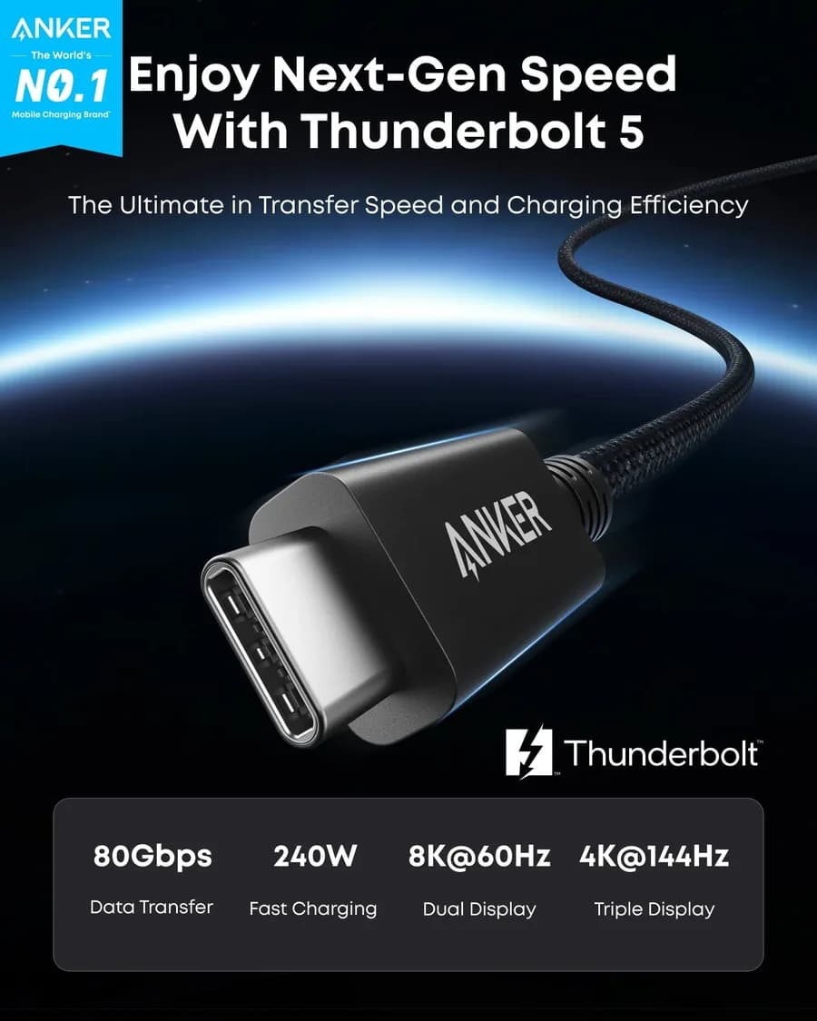 Кабель Anker Prime Thunderbolt 5 (80Gbps, 240W)