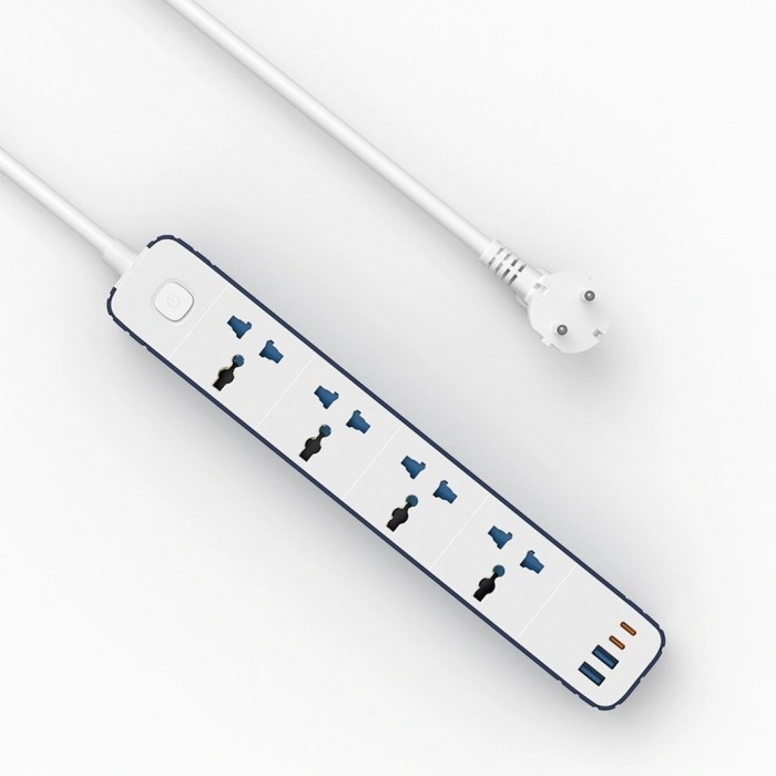 Удлинитель Wiwu 8 in 1 20W GaN Power Strip 2C+2A+4AC Wi-S007 EU 2M
